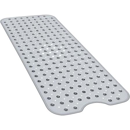 40cm X 100cm Skridsikker Ekstra Bred Badekar Brusematte, Badematte Med Sugkopper, Maskinvaskbar Badeværelsesmatte Med Drænhuller, Lysegrå