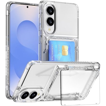 Samsung Galaxy S25 Edge Card Holder Stand Case - Transparent