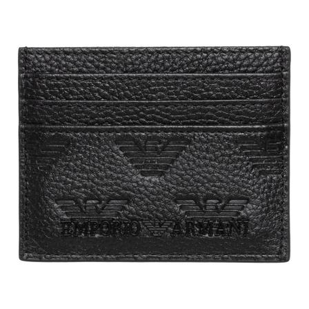Emporio Armani men's genuine leather credit card case holder Pung Sort, Herre Punge og Kortholder, Størrelse: ONE Size