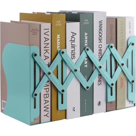 Expanderbara bokstöd i metall, (turkos)