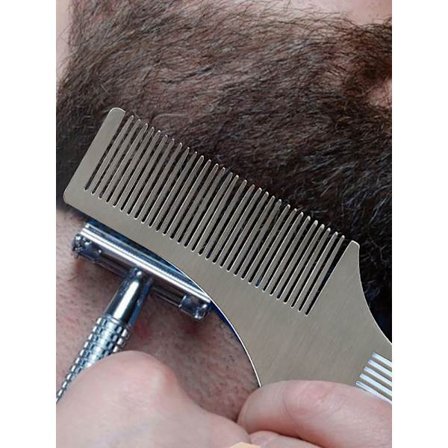 1 stk. Rustfritt stål Mann Skjeggtrimming Mal Kam Bart Trimmer Maler for Menn Skjegg Kant Linje Kam Styling Tilbehør