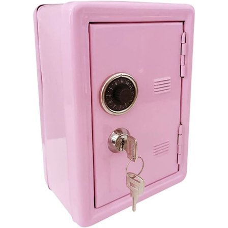 Myntbank, metallbarns pengeskap, minipassord pengeskap, kontantboks med lås, kontantbankboks (rosa)