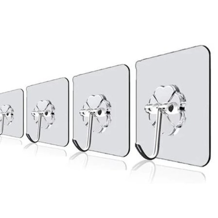 10-pak - Selvklæbende kroge / Håndklædekroge - Gennemsigtige