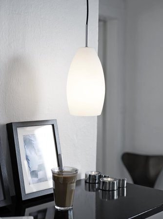 Granat taklampe Ø14 - krom/opal