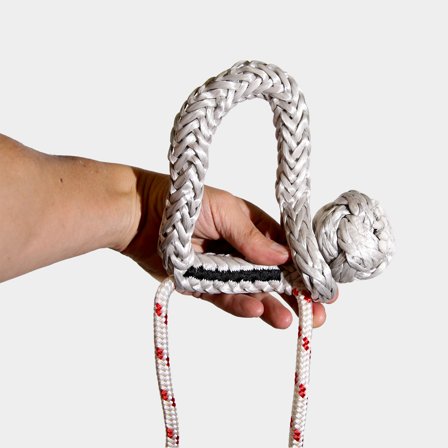 Dobbelt skødeline med indsplittet soft sjækkel (på midten) NOCK Möja, polyester-kerne, 24-flettet polyester-kappe, hvid/rød, 20 meter (2 x 10 meter) x