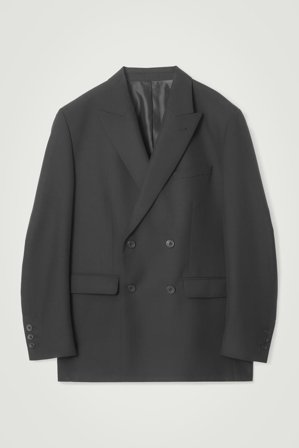 COS Herren Relaxed Double-Breasted Wool Blazer - Schwarz