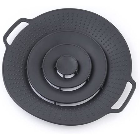 Sort Grydedæksel Spildstopper Låg - Tyk Silikone Kog Over Spildbeskyttelse, FDA Fødevaregodkendt Stopper Låg til Gryder og Pander