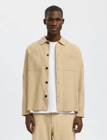 Selected Slh-Brody Sun Overshirt Ls Noos - Beige - XL