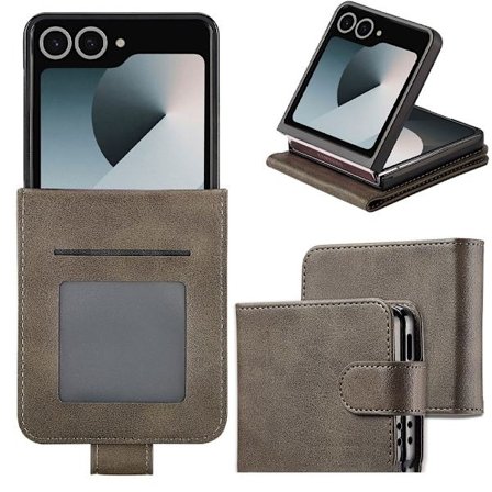 Samsung Galaxy Z Flip 7 puhelimen suojakuori, taitettava suojakotelo, tummanharmaa