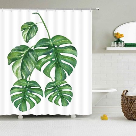 Bruseforhæng Grønne Planteblade Bruseforhæng Badeforhæng Badeværelse Frisk Vandtæt Polyester Klud Hjemmeindretning Tæppe 100*180CM