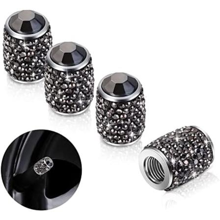 Bling-däckstamventilkåpor, Crystal däckkåpor Shinny Rhinestone Universal Car Dammtät Däckventillock för bil SUV Motorcykel Cykel Lastbil Gray