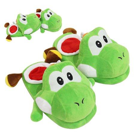 Unisex Voksne Super Mario Yoshi Vinter Tøfler Sjove Indendørs Fyldte Plys Sko EU35-42