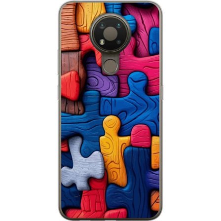 Yhteensopiva Puhelinkuori Nokia Nokia 3.4 Leikkisä kuvitus Stitchin kanssa vaaleanpunaisissa omenoissa pehmeässä pastellidesignissa, jossa yhdistyy