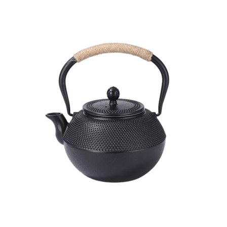 Svart Gjutjärn Tekanna, 1,2 Liter, Emaillerad Insida, Induktionskompatibel, Svart
