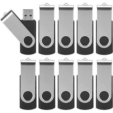 32 GB USB-minnen, 32 GB USB 2.0-minnen, vridbart minneskort, hoppdisk, zip-enhet för datasäkerhetskopiering, svart, 5-pack