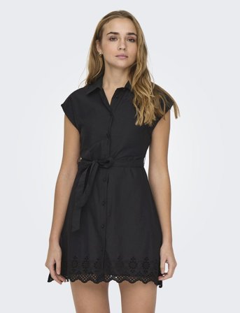 ONLY Onllou Life Emb S/S Shirt Dress Ptm - Black - S