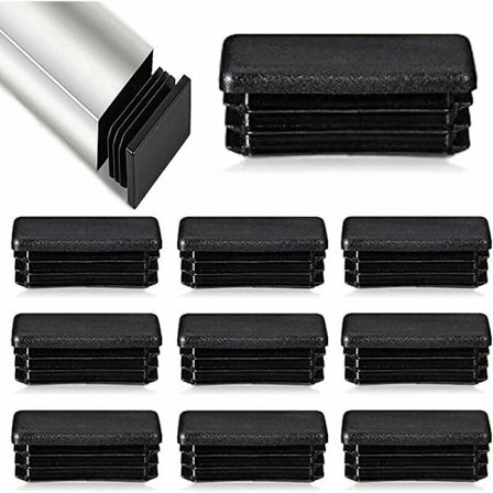 SR Pack med 12 rektangulära rörpluggar 80 x 40 mm Metallrörpluggar för rottingstolar och möbler (svart)