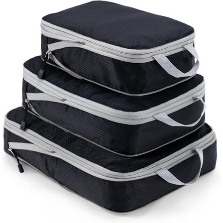 Kompressionspakkekuber til kufferter, 3 stk. Udvidelig kuffertarrangør, letvægts rejsearrangør, pakkeposer, opbevaringsposer, rejse