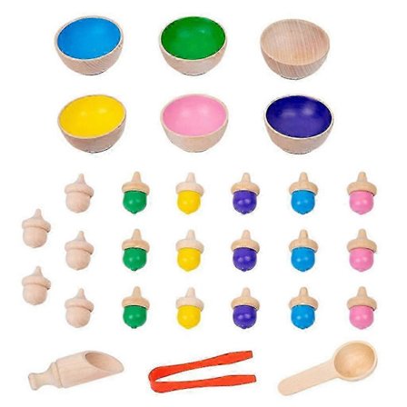 Regnbuer Bold og Kopper Farvesorteringsspil Perletælling Træ Farvematchningsboks_Gode ting