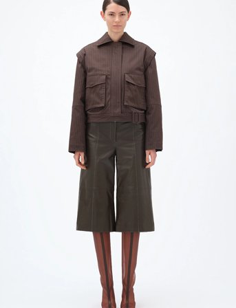 REMAIN Birger Christensen Striped Bomber Jacket - Brown - 34