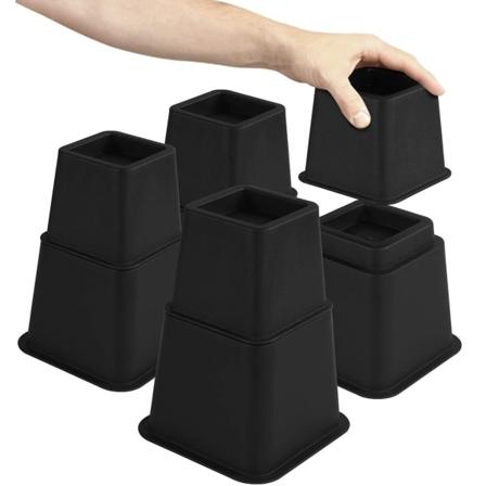 S dett v t huonekalunostajat (4 korkeaa, 4 matalaa) - Tilaa s st v t nostajat s ngylle, p yd lle ja sohvalle (8 - 20 cm) (musta)