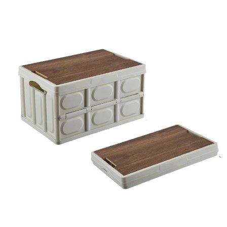 Utomhus camping hopfällbar box med trä lock bil förvaring box