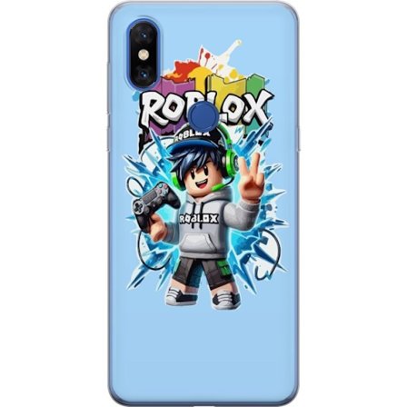 Yhteensopiva Puhelinkuori Xiaomi Xiaomi Mi Mix 3 Värikäs Roblox-hahmo, jossa ohjain ja energinen splash art -suunnittelu, täydellinen lastenhuoneis