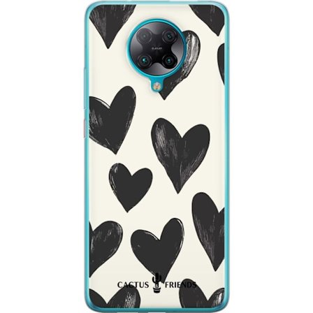 Kompatibel Mobilcover til Xiaomi Xiaomi Poco F2 Pro Cactus and Friends - Bold Black Love Pattern