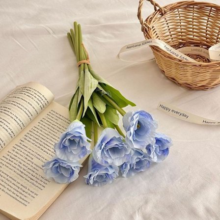 Realistisk Kunstig Lisianthus Buket, Minimalistiske Kunstige Blomster til Boligindretning - Evigvarende Borddekoration til Stue, Spisestue