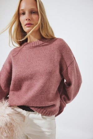 Janka Polliani x NA-KD Pull en maille de laine mélangée à encolure ronde - Pulls - Rose - M