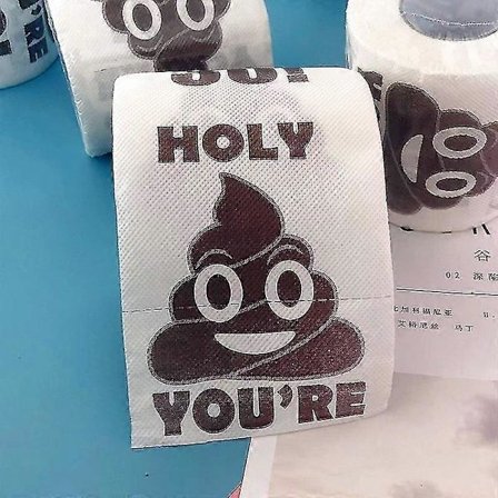 Toalettpapper med tryckt fejkbajs, hushållsfärgat toalettpapper, present till födelsedag