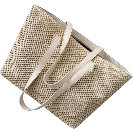 1 stk. Vevd stråveske for kvinner, stor kapasitet, tote bag, elegant strandreise-tilbehør