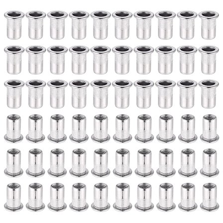 60 stk. 304 rustfrit stål M6 nittemøtrik fladt hoved blindmøtrik gevindnittemøtrik til gevindindsatspænger