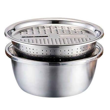 Rustfrit stålsil og blandeskålssæt, stabelbare skåle