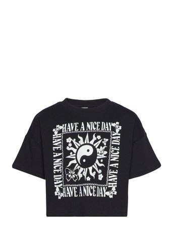 T Shirt Danni Cropped T-shirts Short-sleeved Svart Lindex*Betinget Tilbud