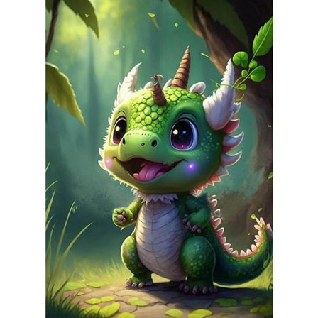 Diamantmålning för vuxna, färgglad drake full borr diamant prickar målningar för nybörjare, rund 5D måla wi