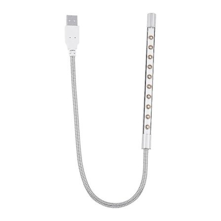 Stilig Bærbar USB LED Lampe Lys for PC/Laptop - Sølv (10 stk)