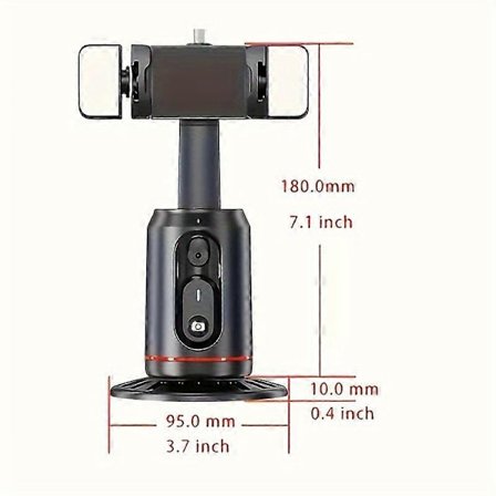 Automatisk spårande telefonhållare med dubbel fyllnadslampa, bärbar allt-i-ett smart selfiestick 360° rotation snabb ansikts- och objektspårning