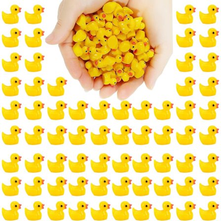 100 st Mini Resin Ankor, Realistiskt Formade Ankungar Söta Mikro Mini Gummi Anka Ornament