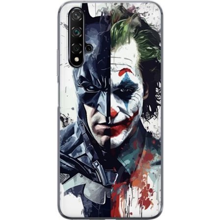 Yhteensopiva Puhelinkuori Huawei Huawei nova 5T Jakettu muotokuva Batmanista ja Jokerista dramaattisessa kuvituksessa, kuvankaunis supersankariteema t