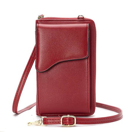 Wabjtam Pieni Nahkainen Olkalaukku, Laukku Matkapuhelinlompakko Kevyt Olkalaukku Naisille Punainen