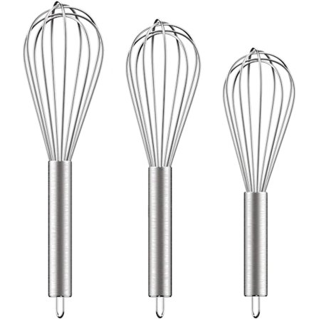 /#/Pieces Rostfria Vispar 8"+10"+12", Metall Visp Set Wisk Ki/#/