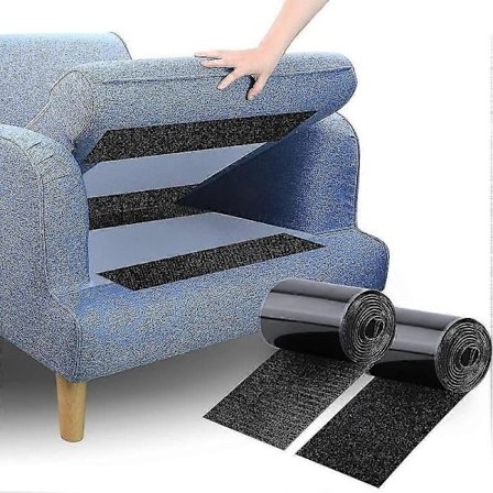 Skridsikker Pudeholder til Sofa - Selvklæbende Velcrobånd for at Forhindre at Sofapuder Glider, 10cm X 1.5m i Sort