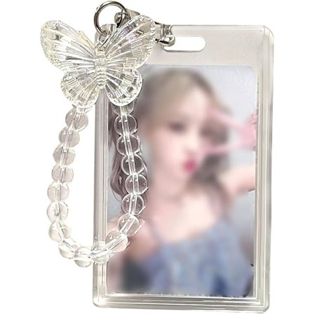 1 st Akryl Fotokorthållare, 3 tum Kredit Id Bank Buss Studentkort Hänge Nyckelring Märkeshållare