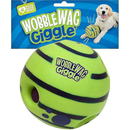 Wobble Wag Giggle Ball, Interaktiivinen koiranlelu, Hauskat kikatusäänet, 14 cm