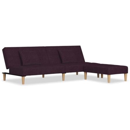 Vidaxl Bäddsoffa 2-sits Med Två Kuddar Och Fotpall Lila Tyg Lila