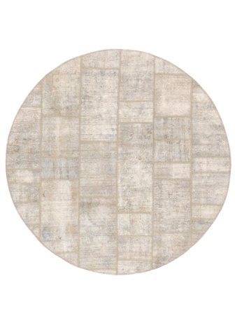 Noué À La Main Patchwork Tapis Ø 195 De Laine Beige/Orange