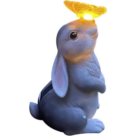 1 stk. Kanin Statue Solcelle Havepynt Udendørs Have