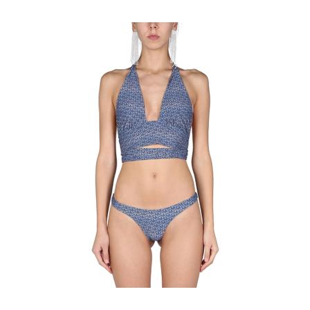 Magda Butrym, Bikini Briefs With All Over Logo Blauw, Dames, Maat:XS