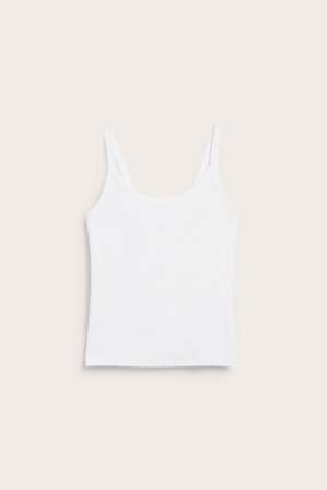 Kappahl | Ribbat linne med smala axelband Vit 3XL | Vit